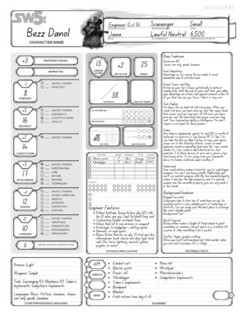 SW5e Pregen Custom Character RPG with Kimberly